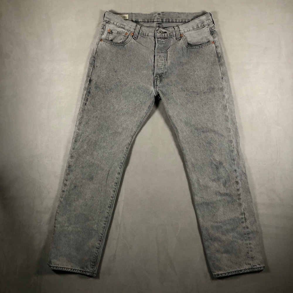 Levis Jeans Mens 32x29 Gray 501 Button‎ Fly Faded Denim Red Tab Straight Leg